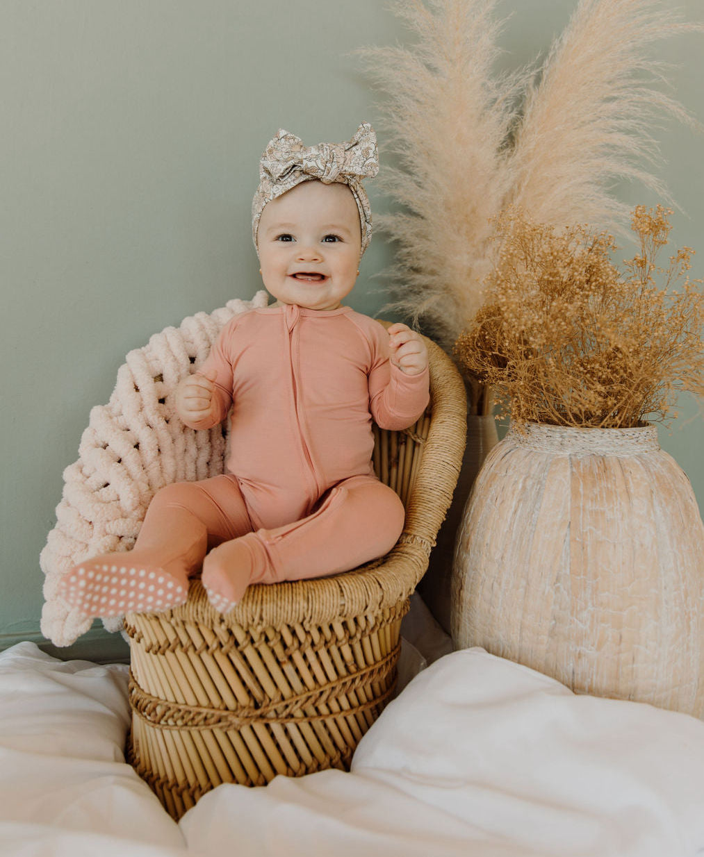 Crepe Pink Bamboo Onesie