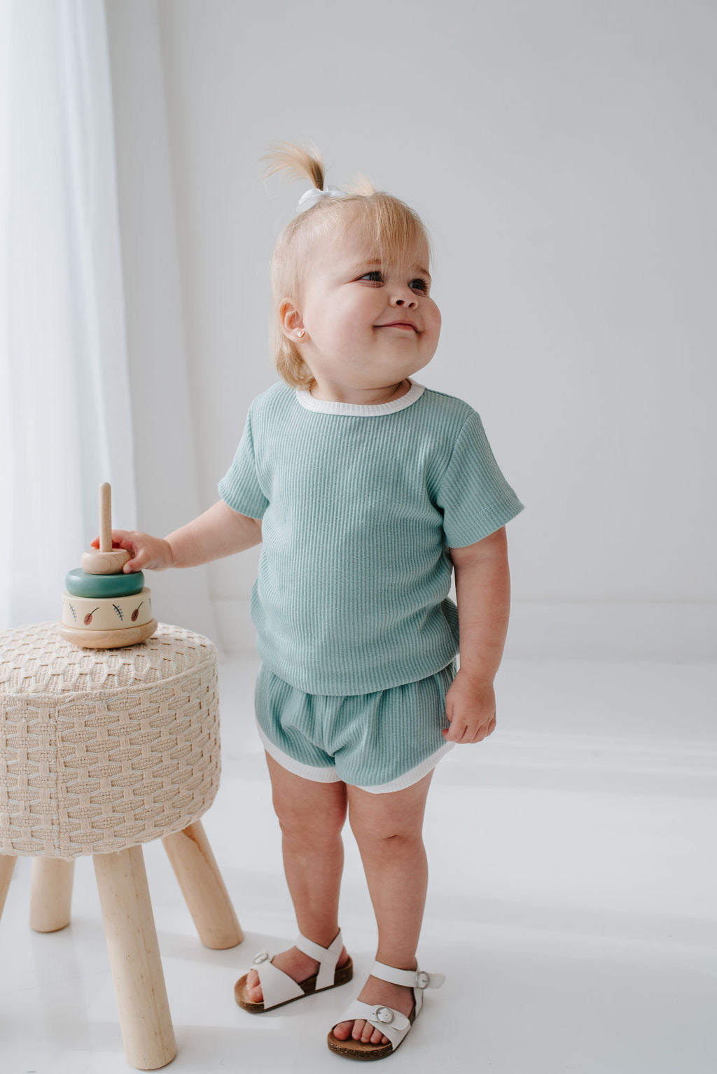 Aqua Ribbed Short Set