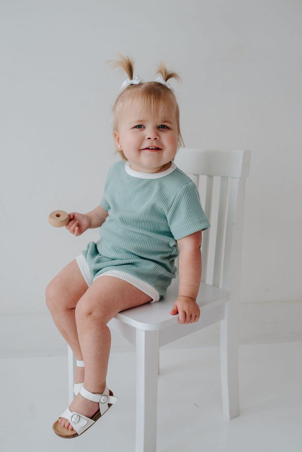 Aqua Ribbed Short Set