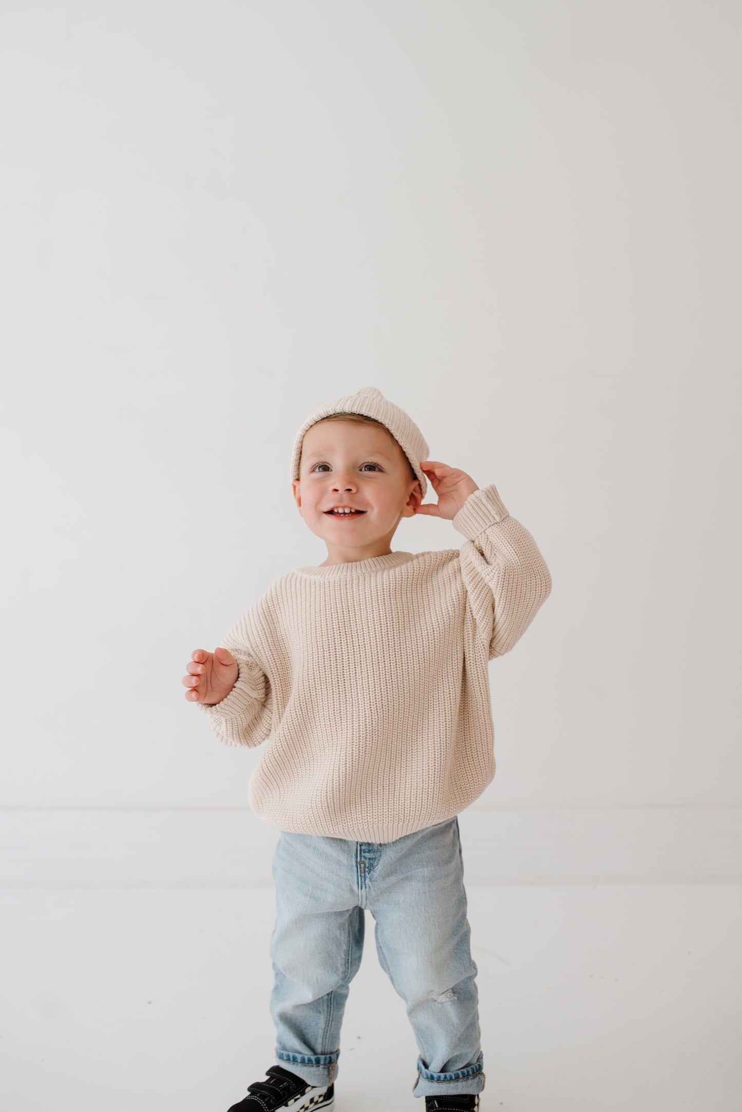 Beige Knit Beanie