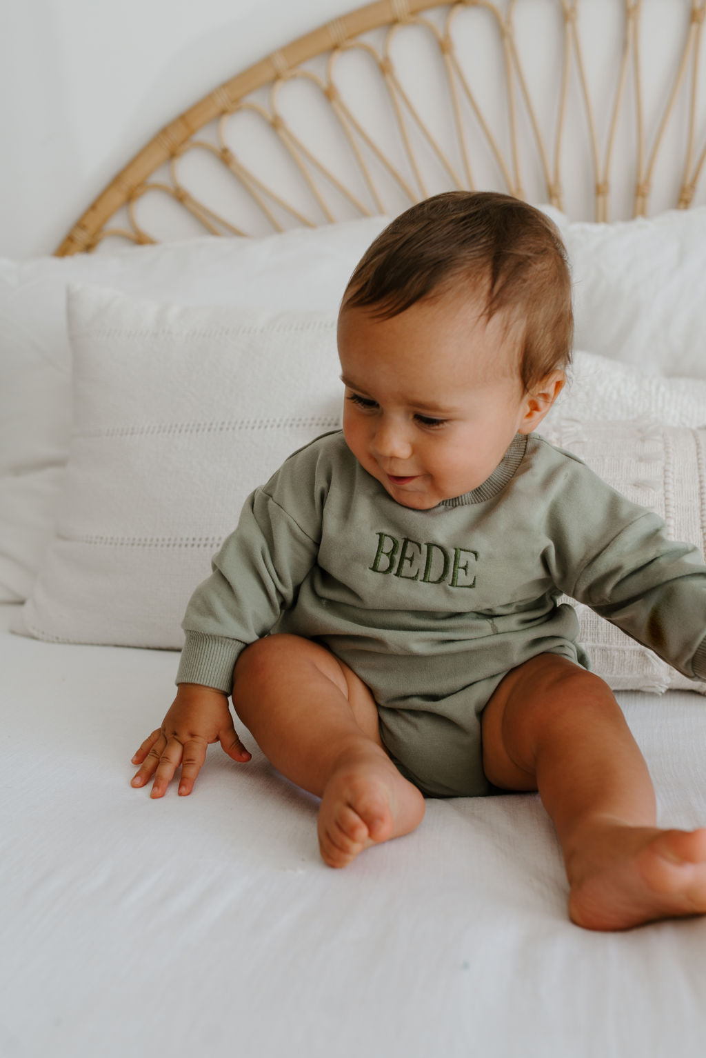 Embroidered Sage Green Romper