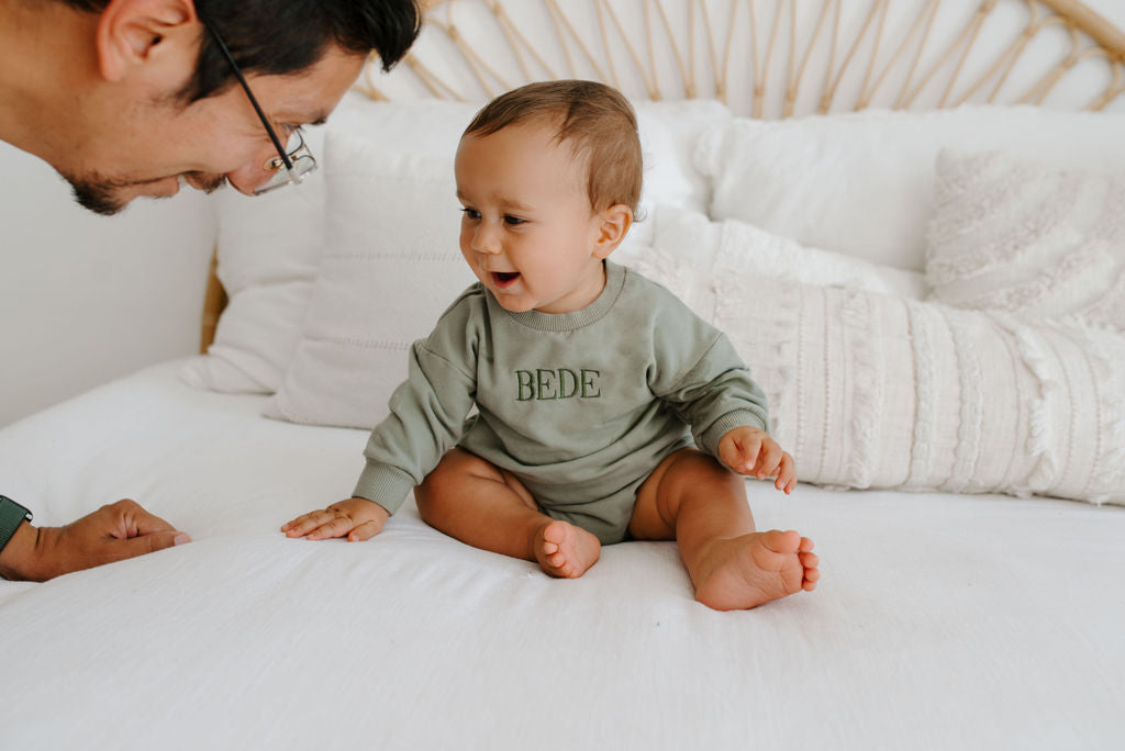 Embroidered Sage Green Romper