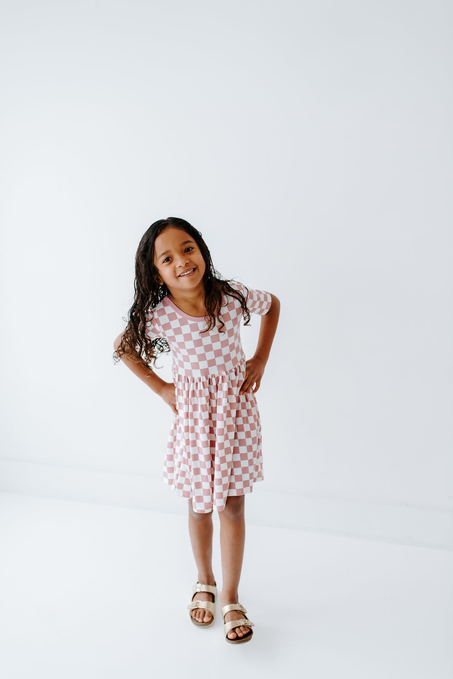 Purple Checkered Bamboo Dress