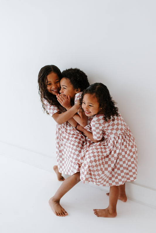 Purple Checkered Bamboo Dress