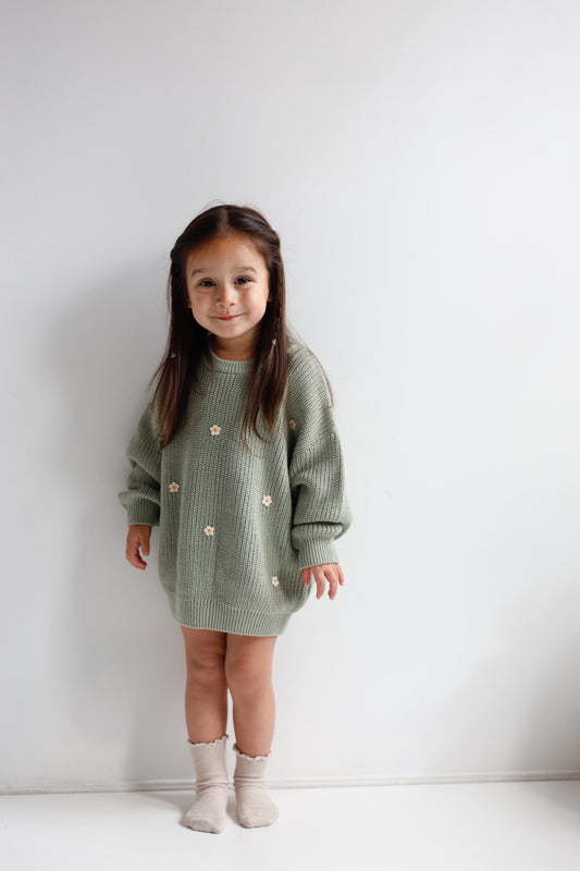 Green Daisy Sweater