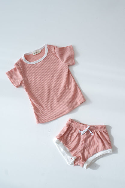 Pink Ribbed Short Set