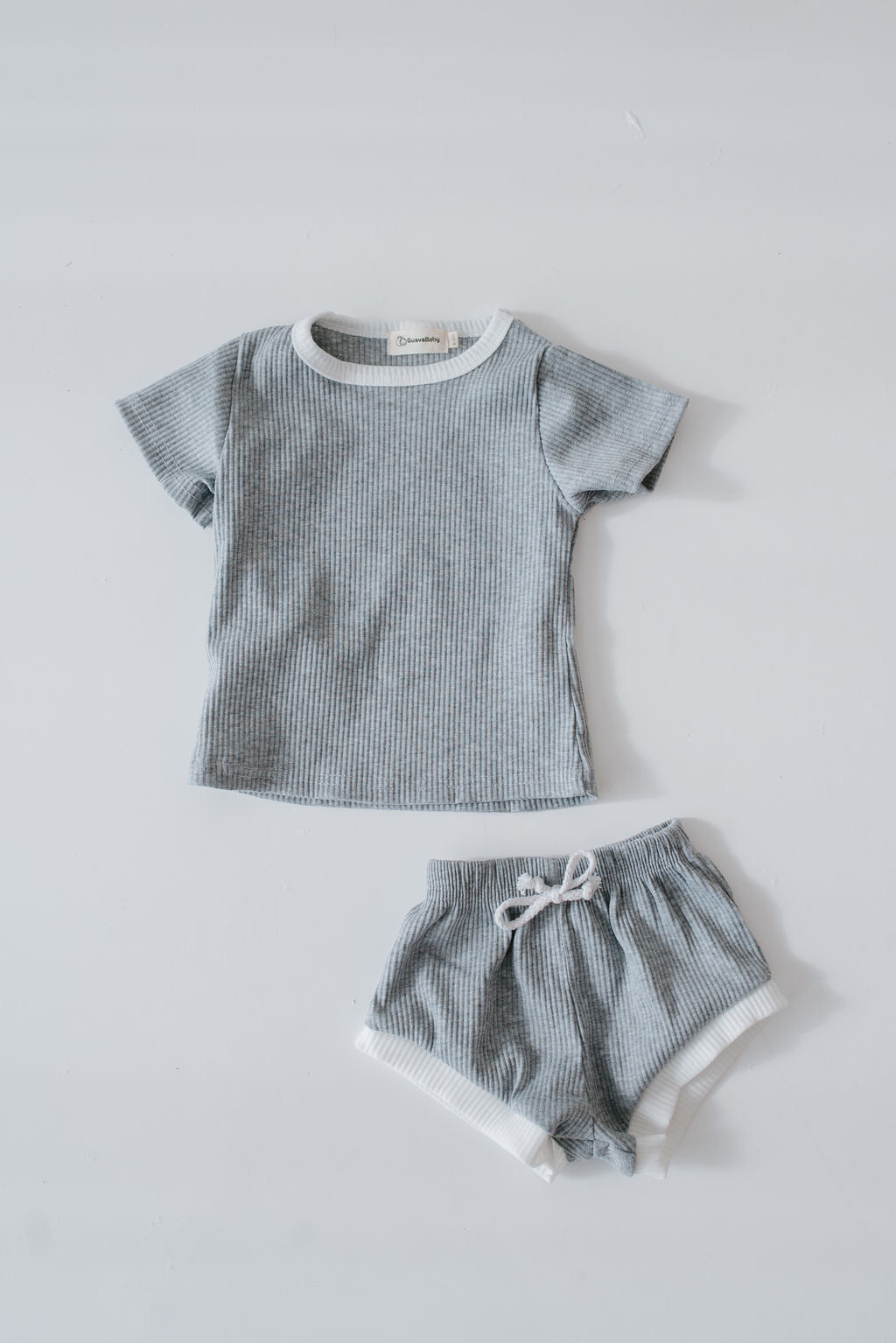 Grey Ribbed Short Set