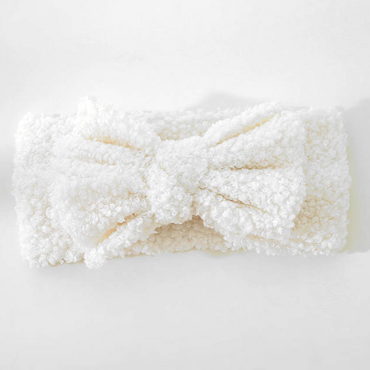 White Velvet Teddy Headwrap