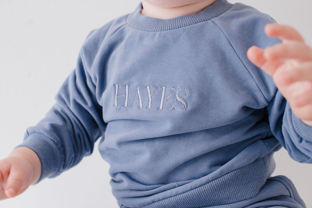 Embroidered Midnight Blue Jogger Set