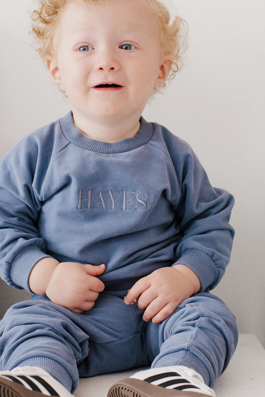 Embroidered Midnight Blue Jogger Set