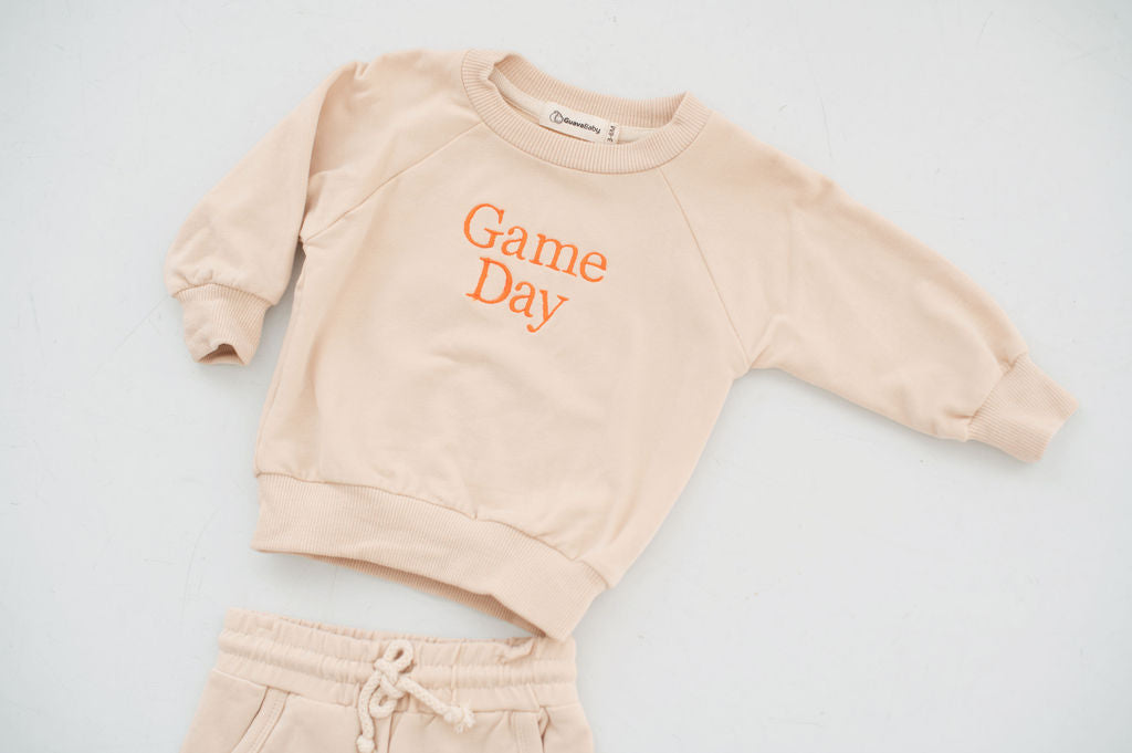 Embroidered Cream Jogger Set