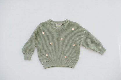 Green Daisy Sweater