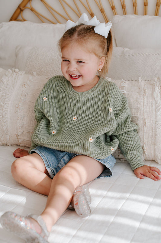 Green Daisy Sweater